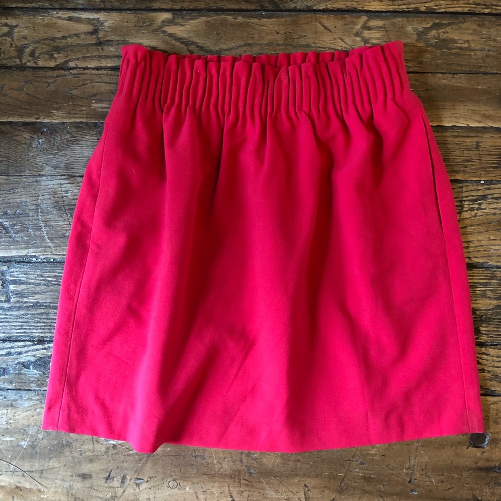 J. Crew red mini pull on skirt